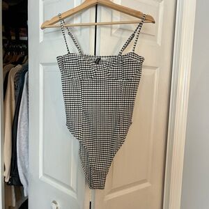 H&M Black and white gingham bodysuit (size small)
